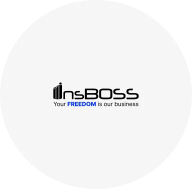 The InsBOSS logo with a stylized text mark, accompanied by the tagline, "Your FREEDOM is our business."